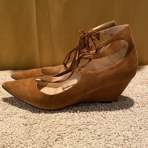 Marc Fisher coffee color leather wedge shoes size 9.5